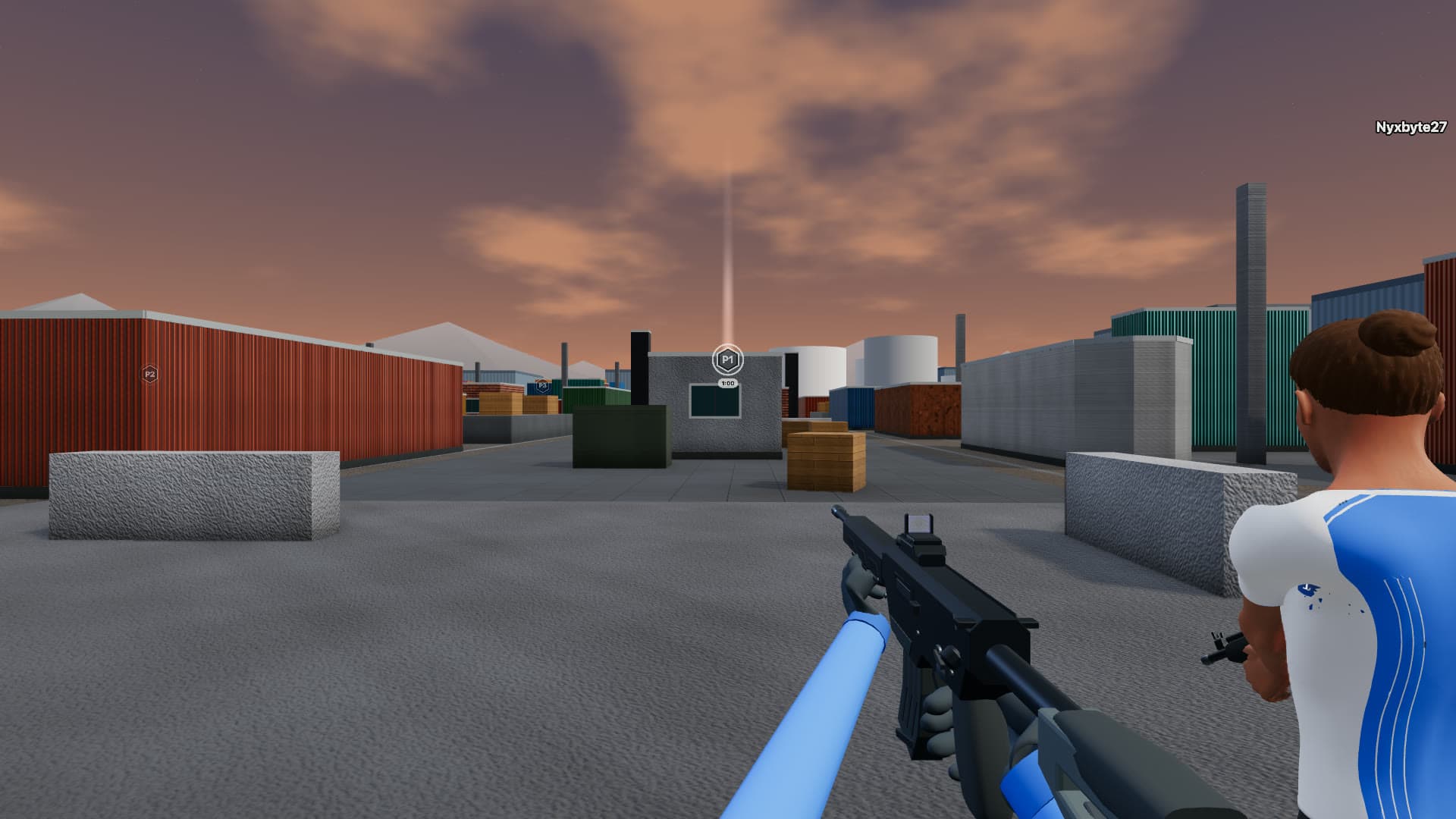 First-person view in a live Hardpoint match with the shooter HUD
