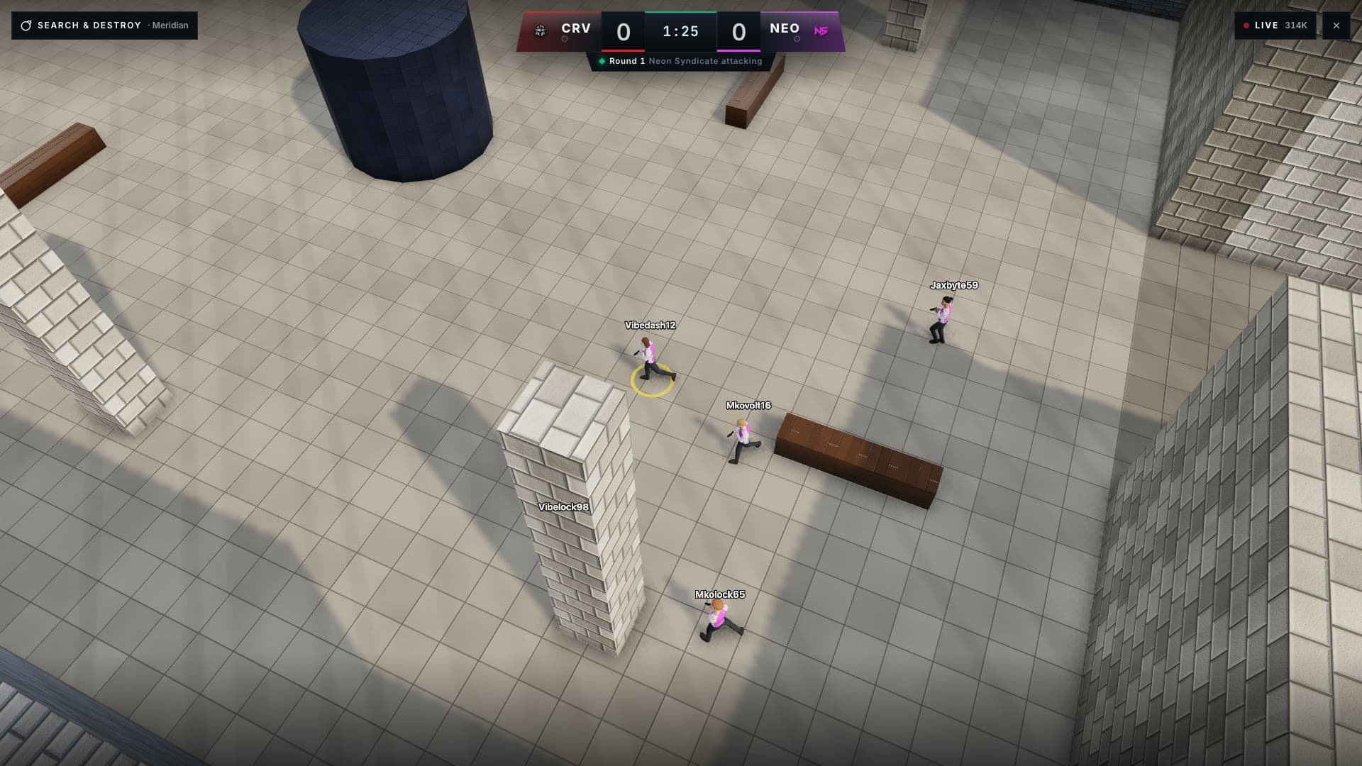 A Search and Destroy round in 3D